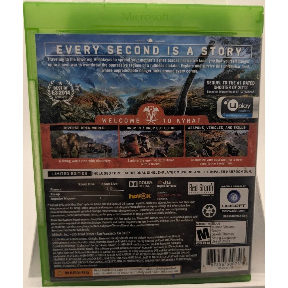 Ubisoft Video Game Xbox One Far Cry 4 Limited Edition FPS Action Shooter Disc